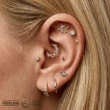 Tiny Lotus Pin - 14K Gold Gem Threadless End - piercing - zone.com