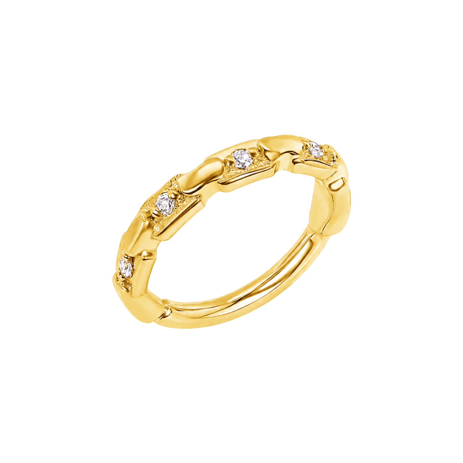 Trace Chain Seamless Ring – 14K Gold Micro-Gem Chain Design - piercing-zone.com