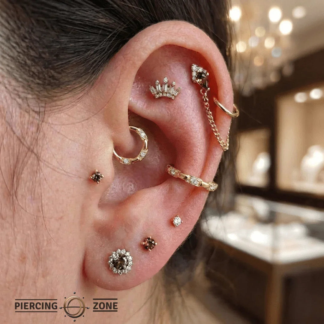 Trace Chain Seamless Ring – 14K Gold Micro - Gem Chain Design - piercing - zone.com