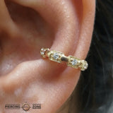 Trace Chain Seamless Ring – 14K Gold Micro - Gem Chain Design - piercing - zone.com