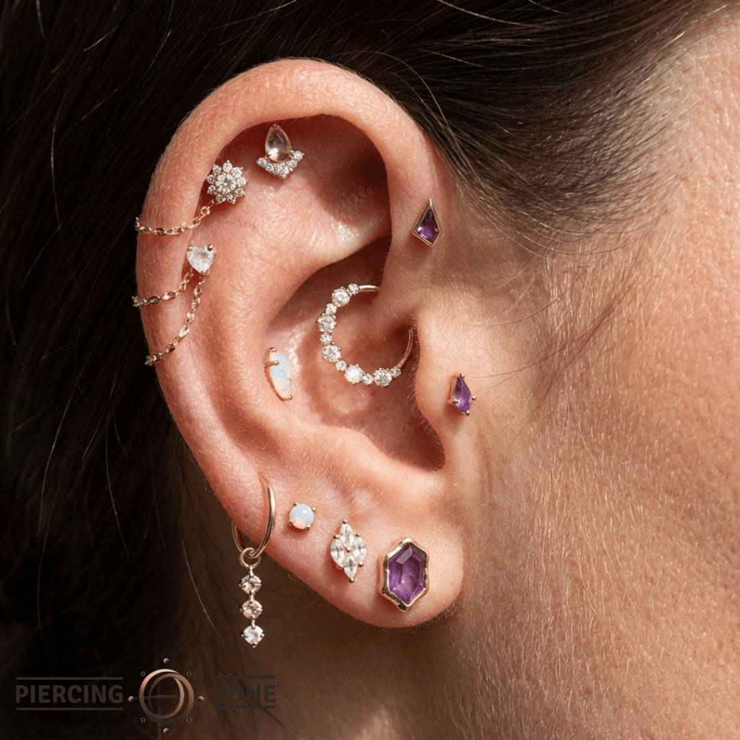 Transcend – Amethyst – 14K Gold Threadless End - piercing - zone.com