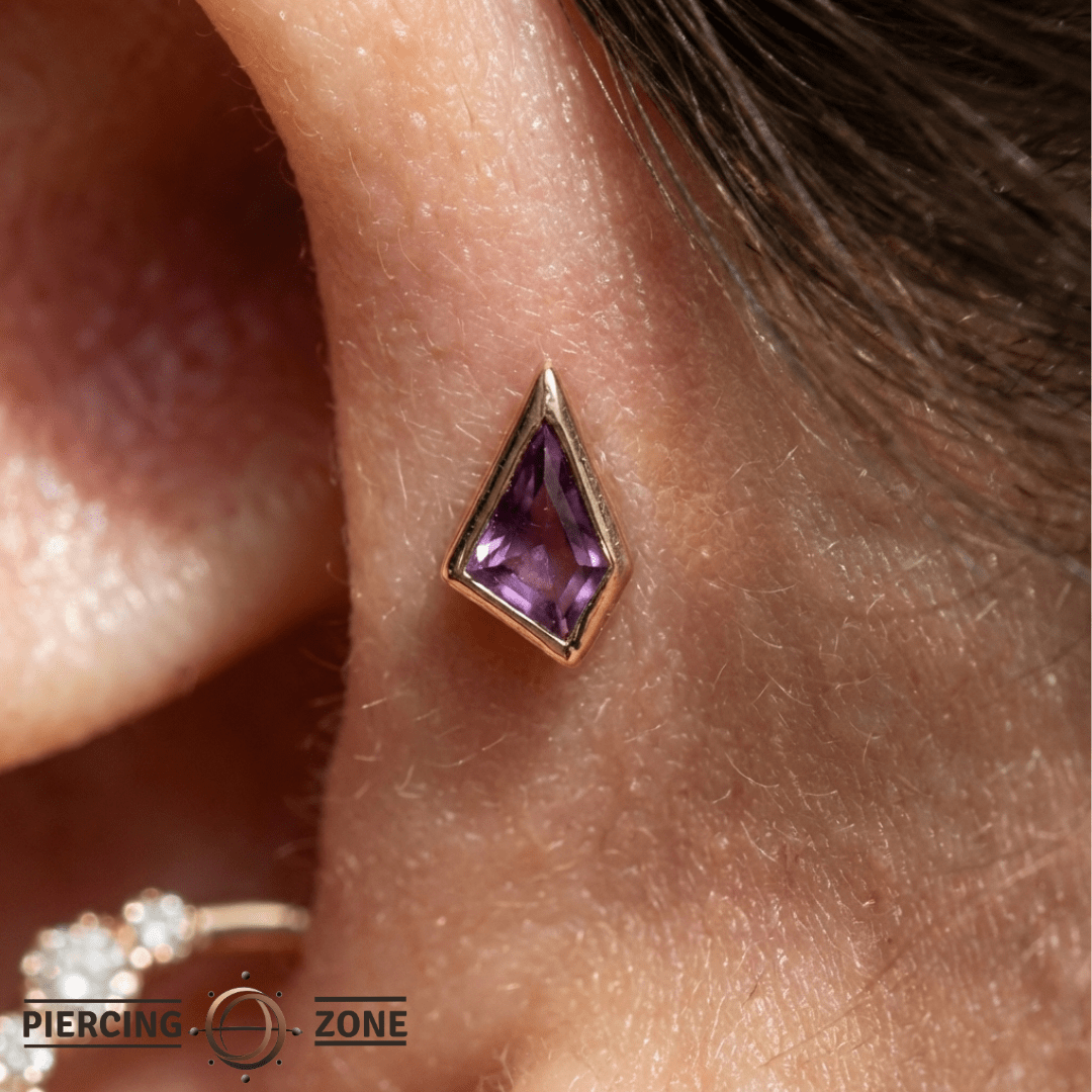 Transcend – Amethyst – 14K Gold Threadless End - piercing - zone.com