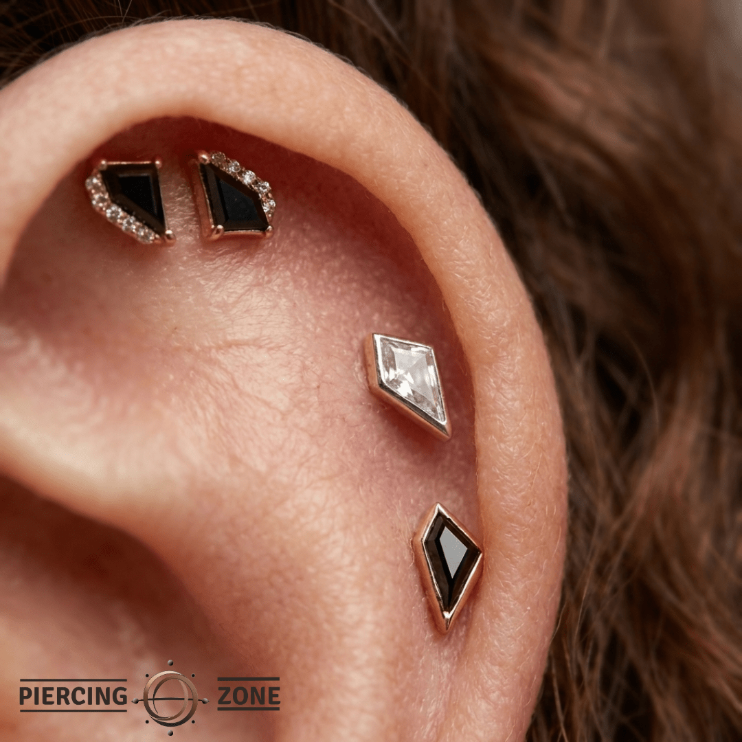 Transcend – Tapered Swarovski CZ – 14K Gold Threadless End - piercing - zone.com