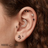 Transcend – Tapered Swarovski CZ – 14K Gold Threadless End - piercing - zone.com