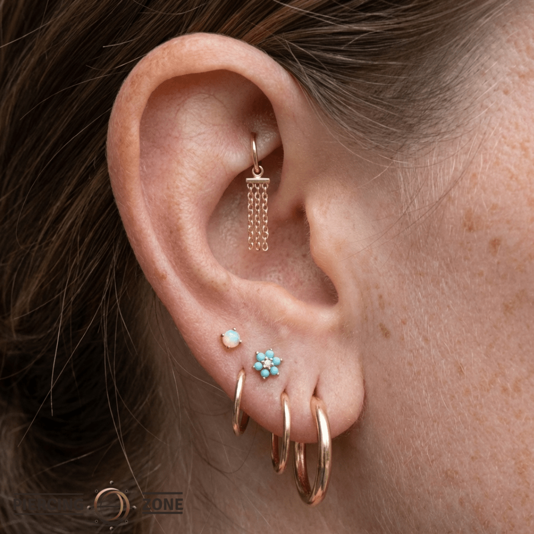 Transform – Triple Chain – 14K Gold Charm - piercing - zone.com