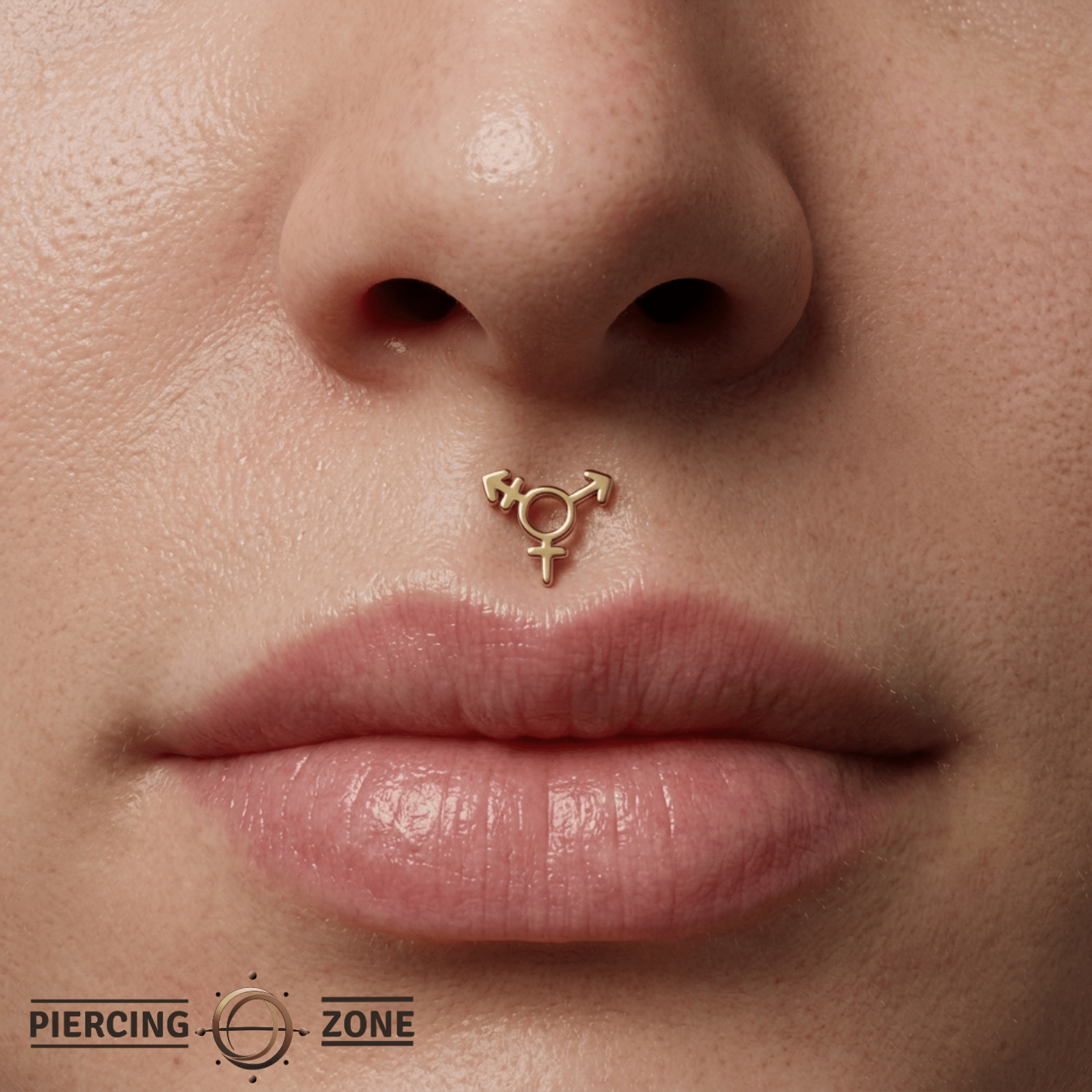Transgender Symbol - 14K Gold Threadless/Threaded End - piercing - zone.com