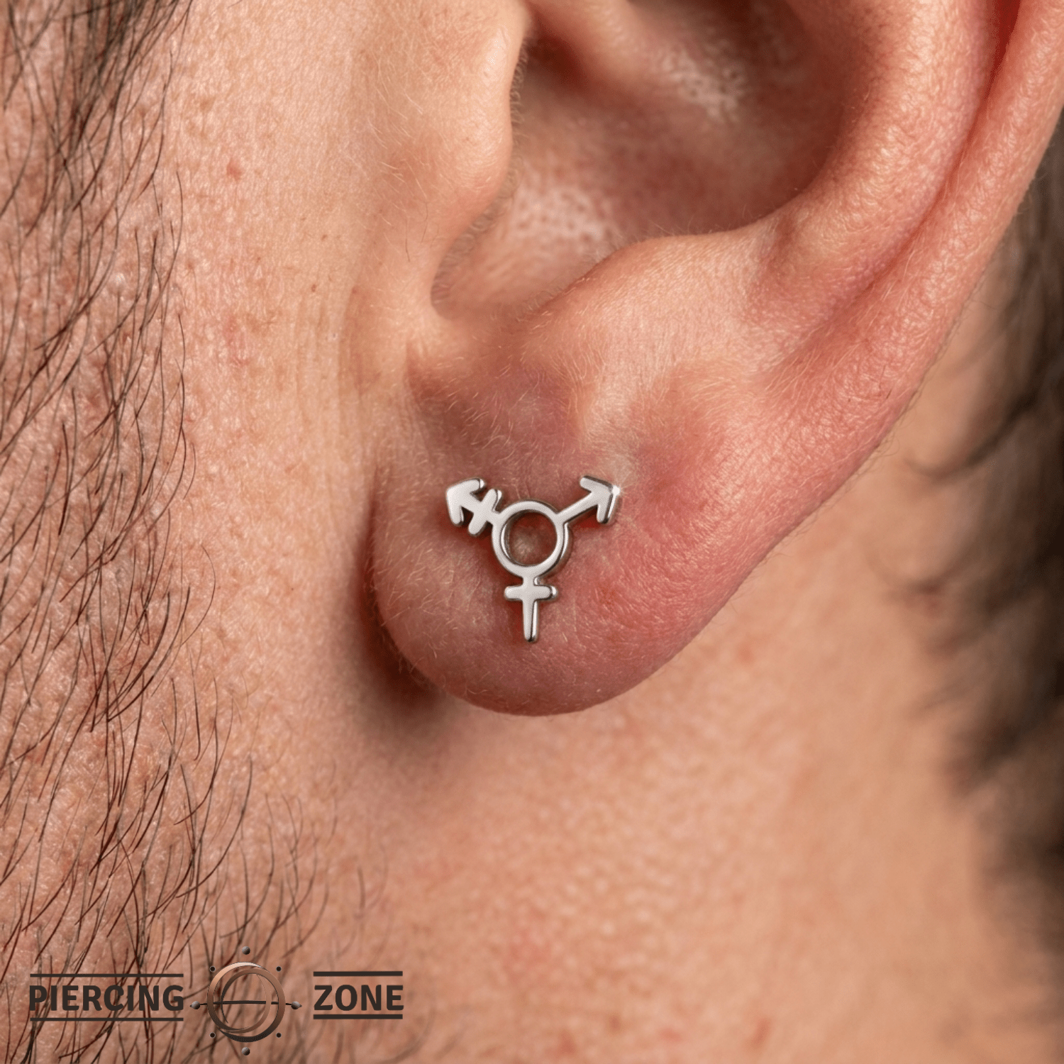 Transgender Symbol - 14K Gold Threadless/Threaded End - piercing - zone.com