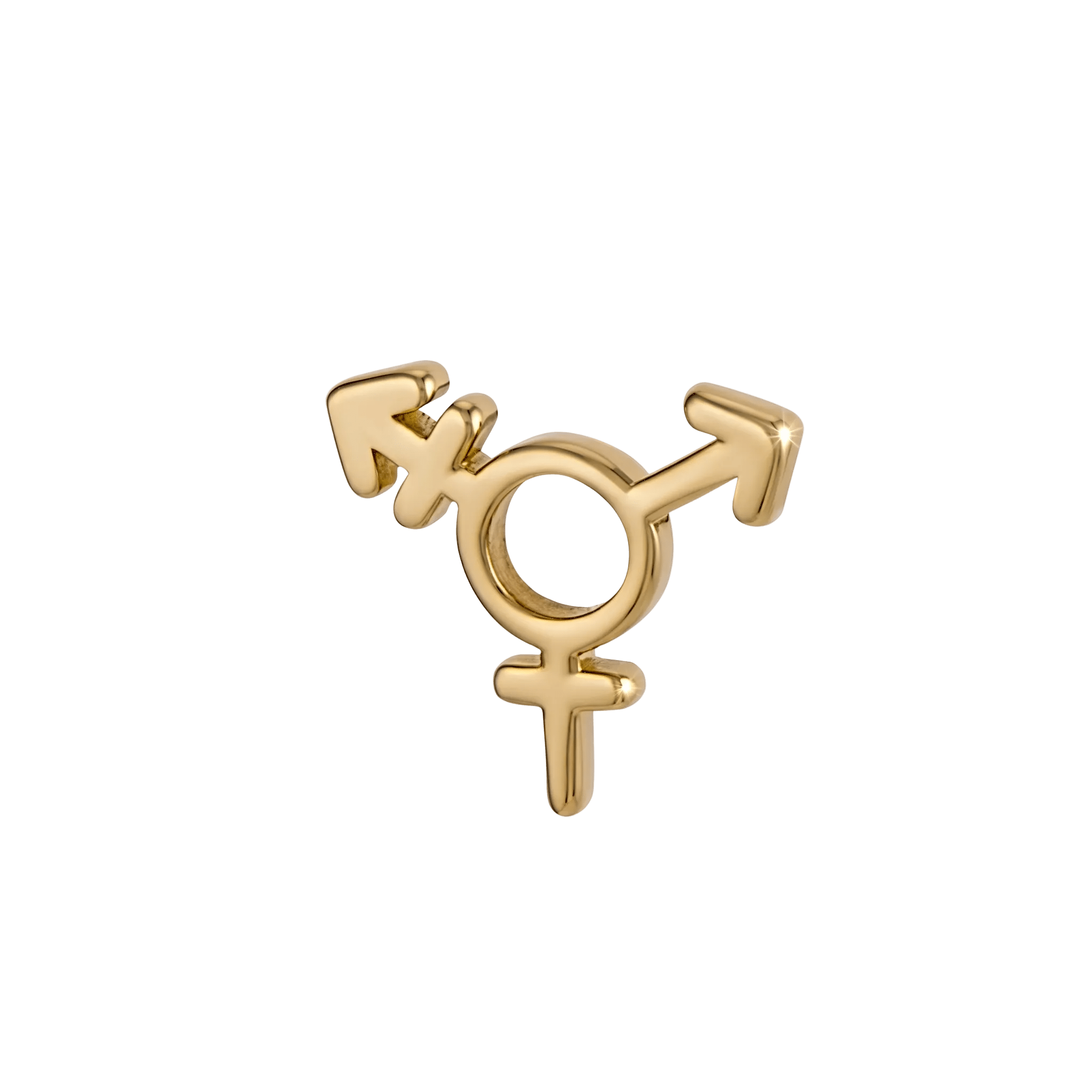 Transgender Symbol - 14K Gold Threadless/Threaded End - piercing - zone.com