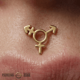 Transgender Symbol - 14K Gold Threadless/Threaded End - piercing - zone.com