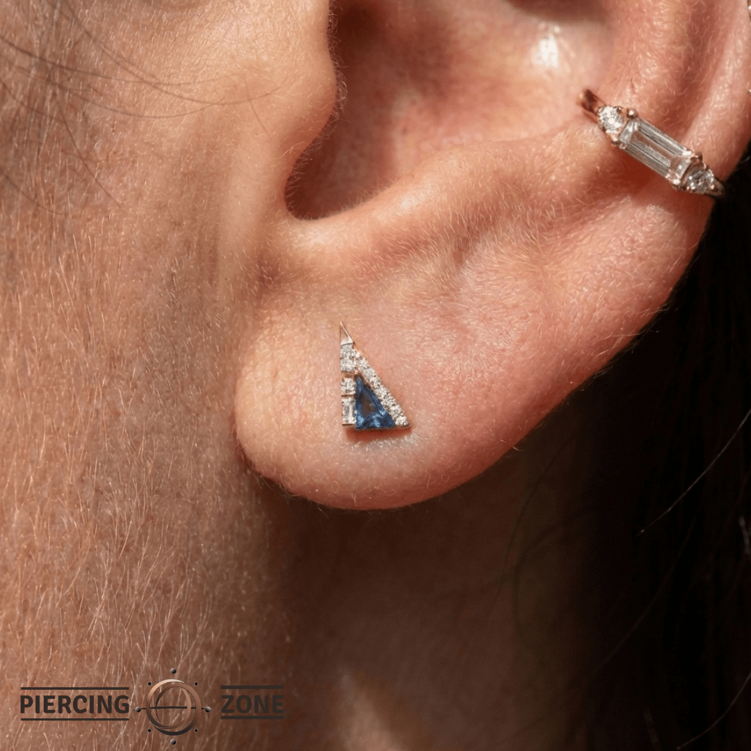Transmission – London Blue Topaz – 14K Gold Threadless End - piercing - zone.com