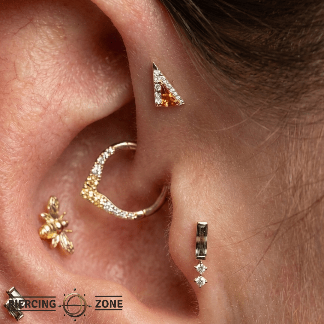 Transmission – Orange Garnet – 14K Gold Threadless End - piercing - zone.com
