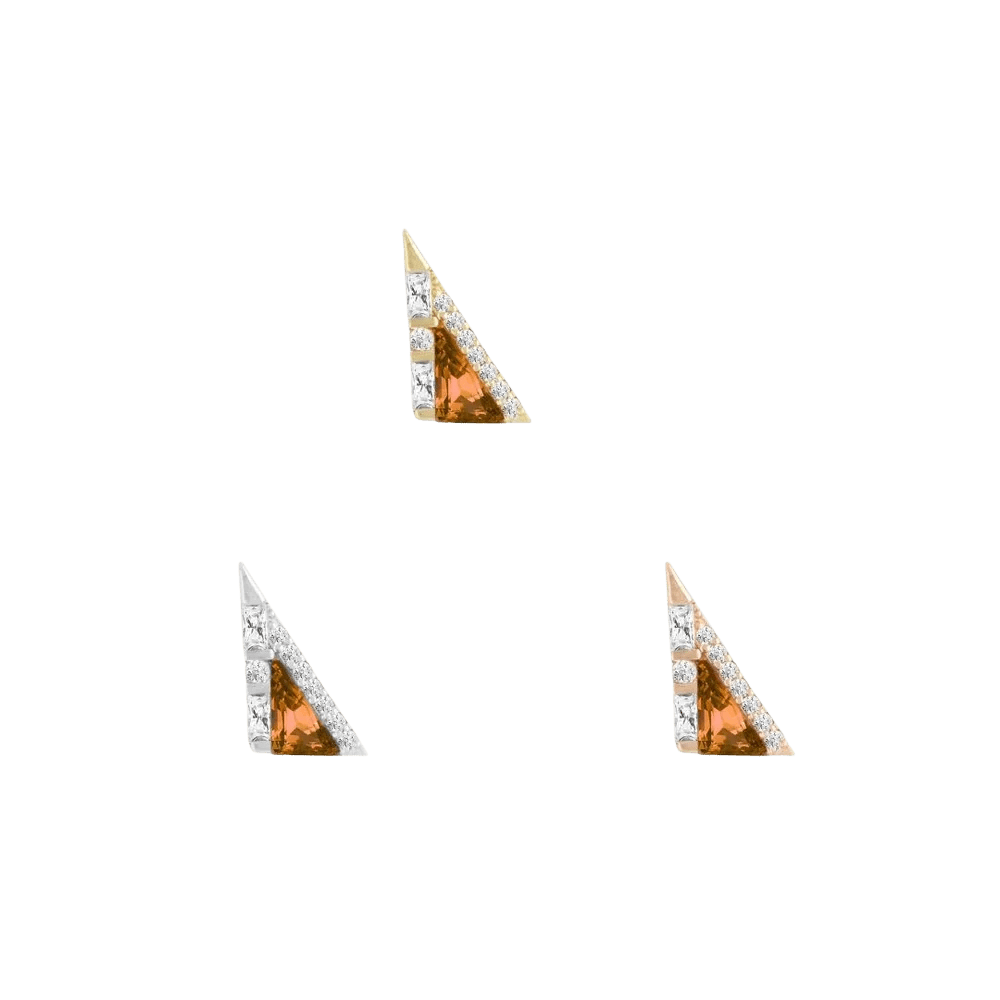 Transmission – Orange Garnet – 14K Gold Threadless End - piercing - zone.com