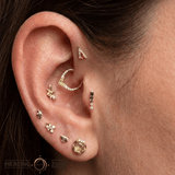 Transmission – Orange Garnet – 14K Gold Threadless End - piercing - zone.com