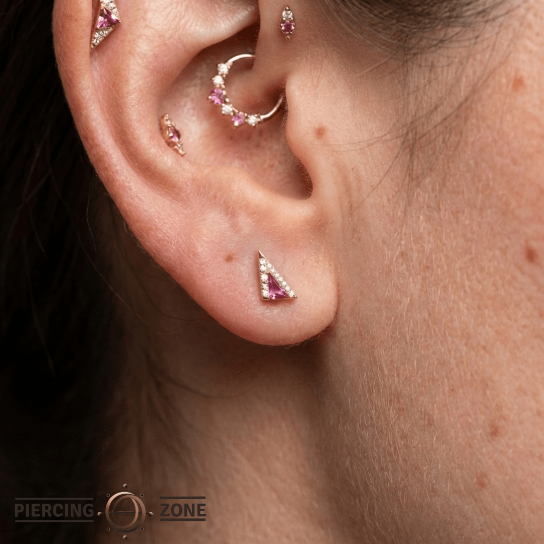 Transmission – Pink Tourmaline – 14K Gold Threadless End - piercing - zone.com