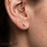 Transmission – Pink Tourmaline – 14K Gold Threadless End - piercing - zone.com