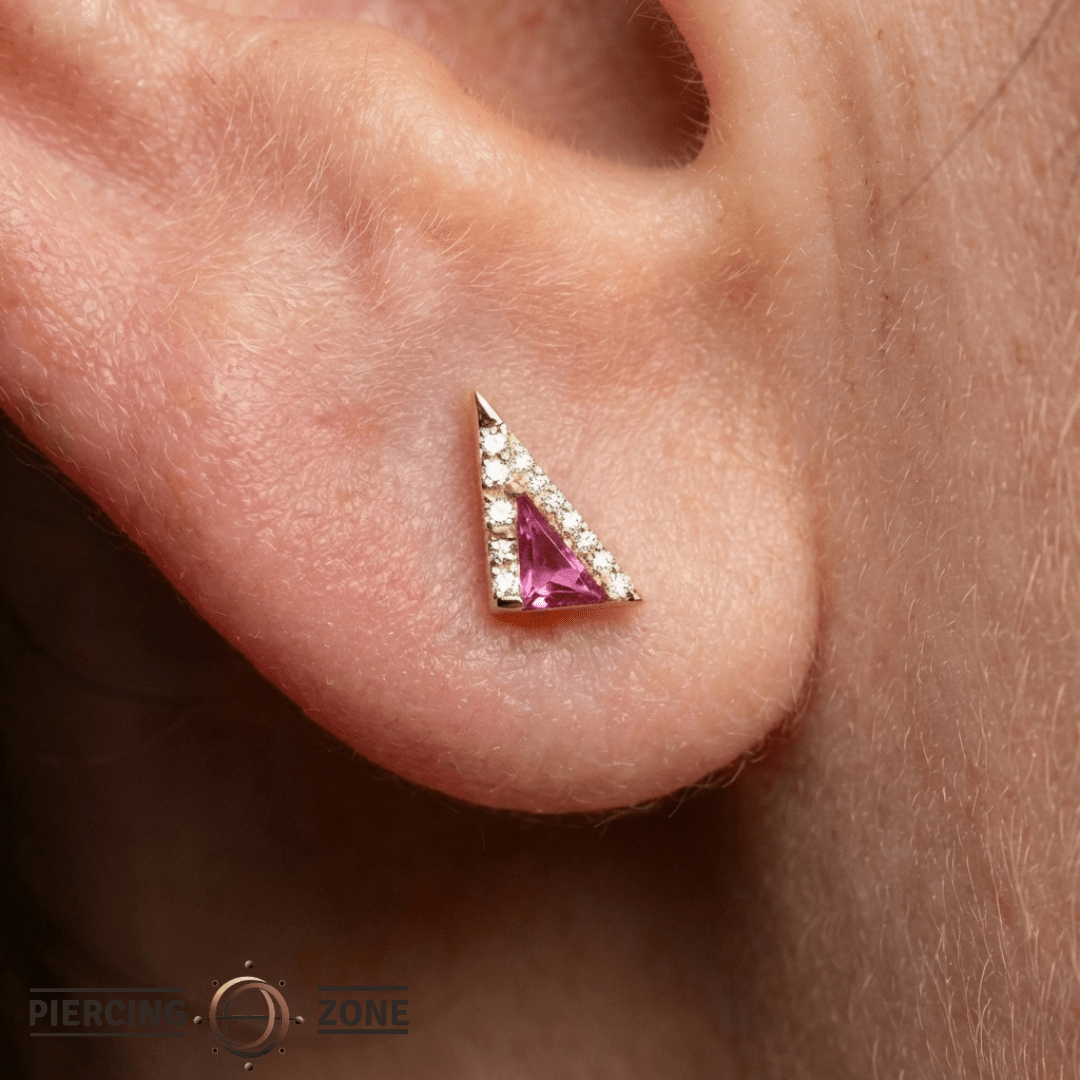 Transmission – Pink Tourmaline – 14K Gold Threadless End - piercing - zone.com