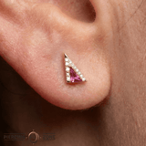 Transmission – Pink Tourmaline – 14K Gold Threadless End - piercing - zone.com