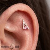 Transmission – Pink Tourmaline – 14K Gold Threadless End - piercing - zone.com