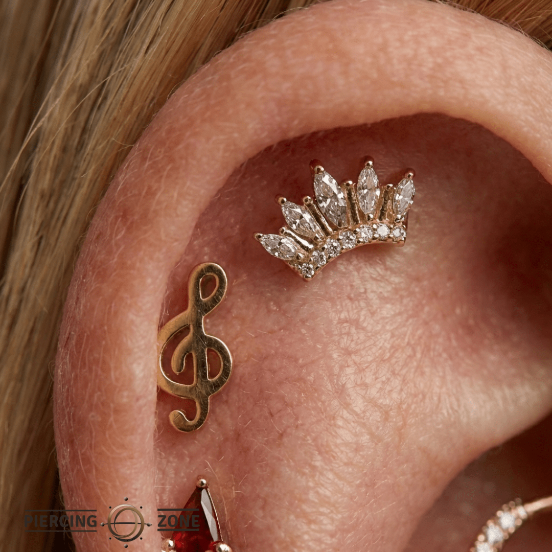 Treble Clef – 14K Gold Threadless/Threaded End - piercing - zone.com
