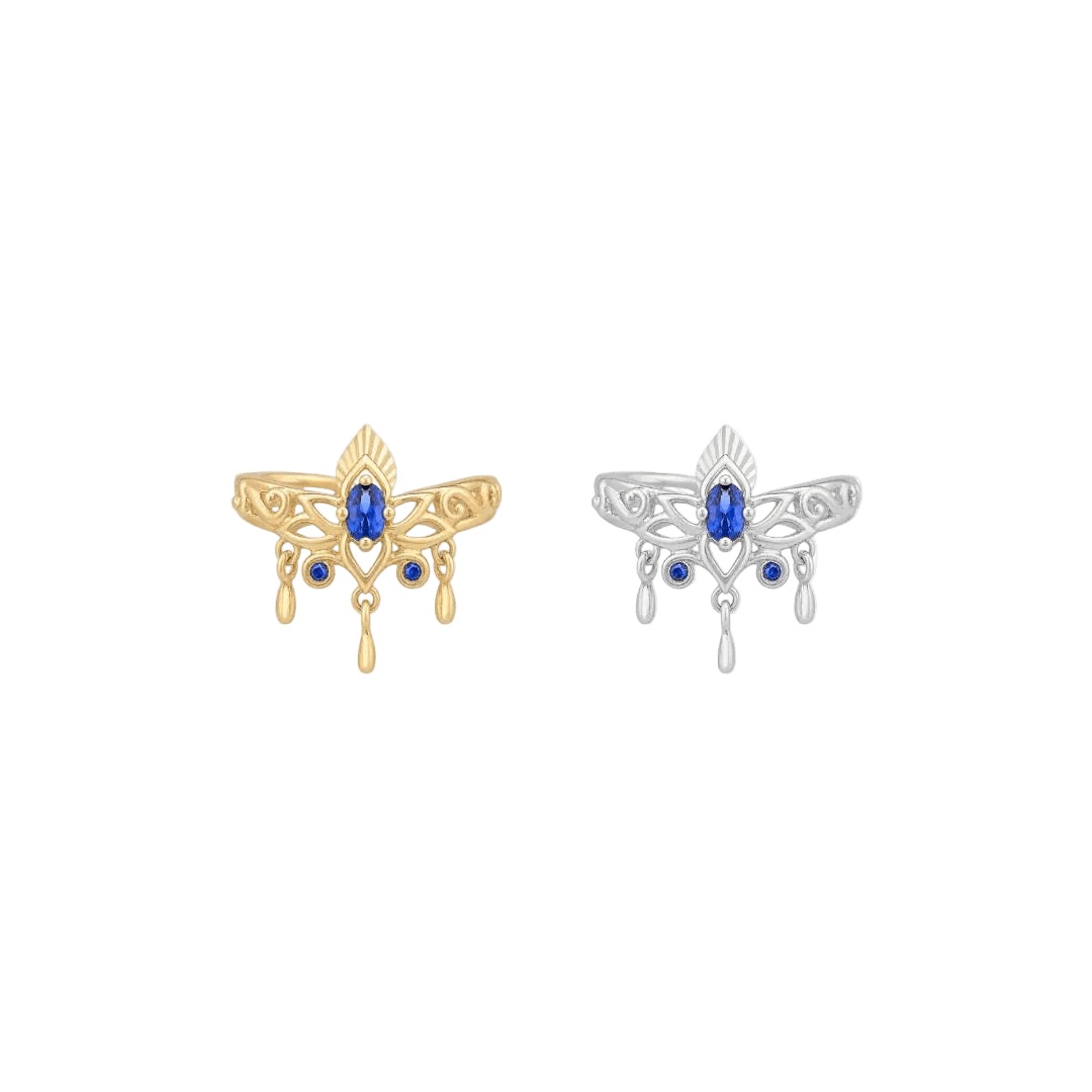 Trésor Cuff - 14K Gold Lab Blue Sapphire Ear Cuff - piercing-zone.com