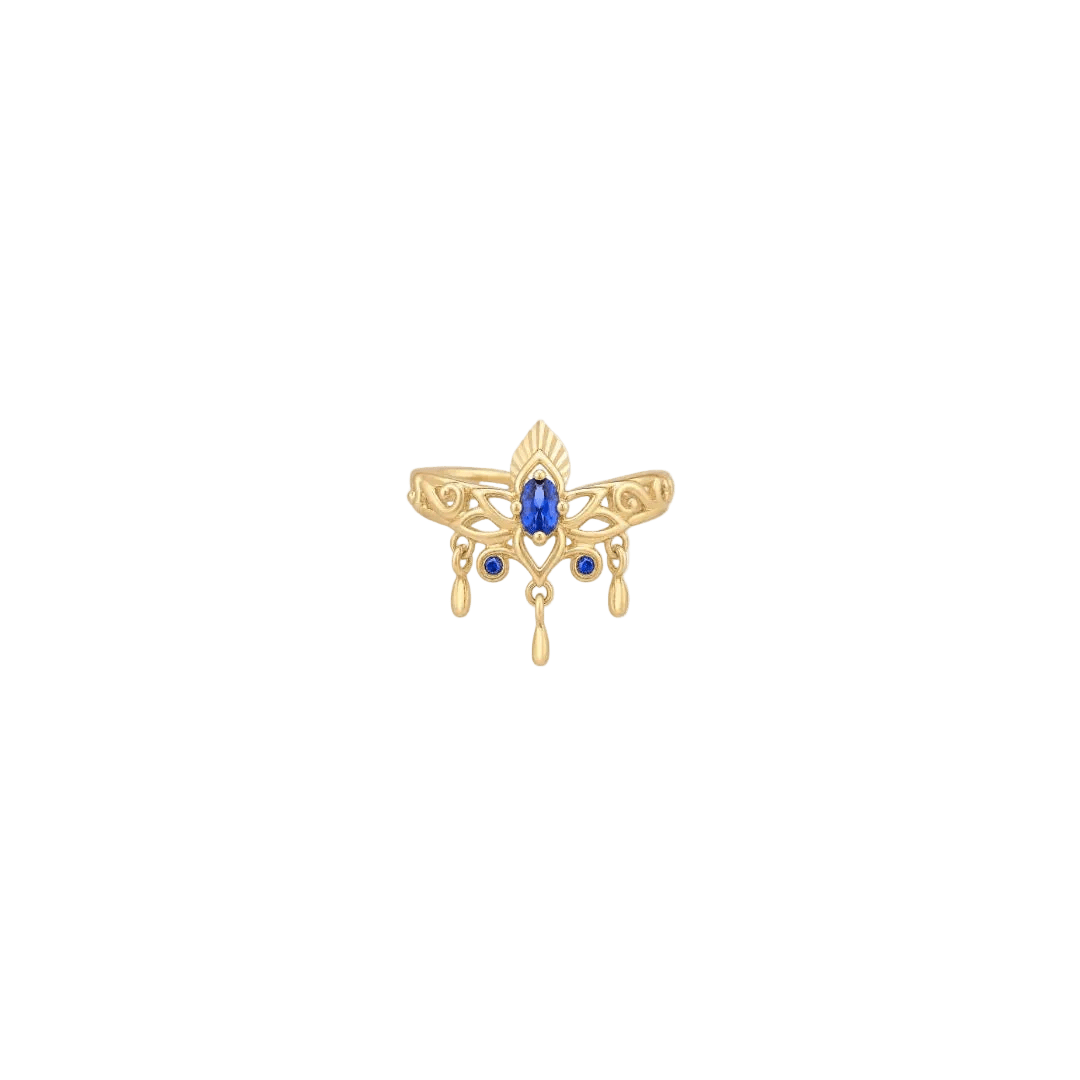 Trésor Cuff - 14K Gold Lab Blue Sapphire Ear Cuff - piercing-zone.com