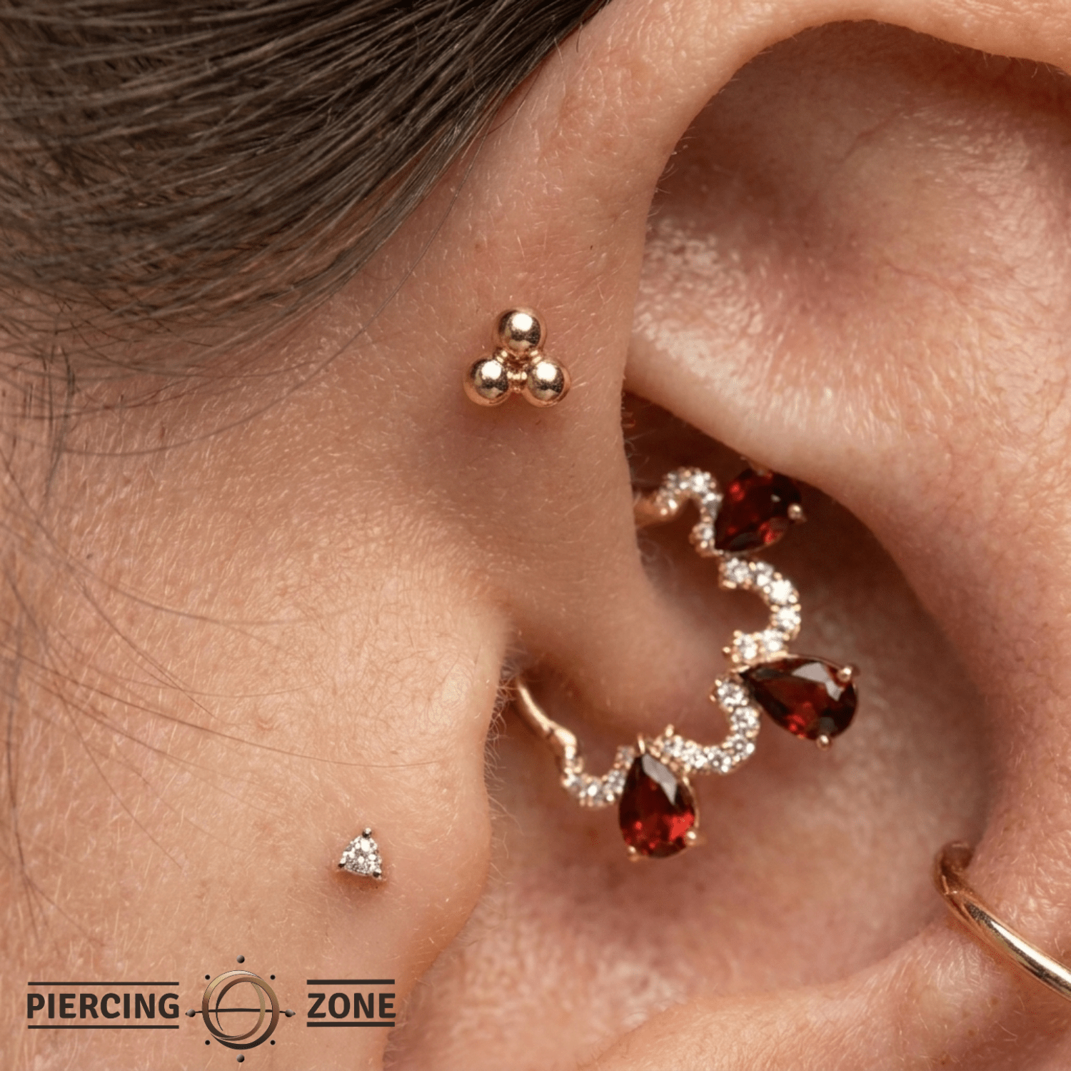 Tri Ball III - 18K Gold Threadless/Threaded End - piercing-zone.com