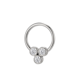 Tri Bezel - 14K Gold 3 Stone Fixed Bead Ring - piercing - zone.com