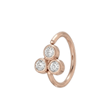 Tri Bezel - 14K Gold 3 Stone Fixed Bead Ring - piercing - zone.com