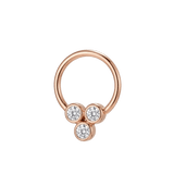 Tri Bezel - 14K Gold 3 Stone Fixed Bead Ring - piercing - zone.com
