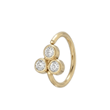 Tri Bezel - 14K Gold 3 Stone Fixed Bead Ring - piercing - zone.com