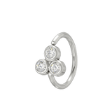 Tri Bezel - 14K Gold 3 Stone Fixed Bead Ring - piercing - zone.com