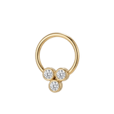 Tri Bezel - 14K Gold 3 Stone Fixed Bead Ring - piercing - zone.com