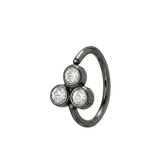 Tri Bezel - 14K Gold 3 Stone Fixed Bead Ring - piercing - zone.com