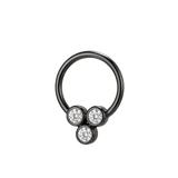 Tri Bezel - 14K Gold 3 Stone Fixed Bead Ring - piercing - zone.com