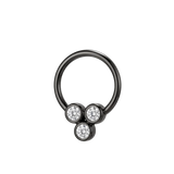 Tri Bezel - 14K Gold 3 Stone Fixed Bead Ring