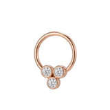 Tri Bezel - 14K Gold 3 Stone Fixed Bead Ring