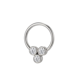 Tri Bezel - 14K Gold 3 Stone Fixed Bead Ring