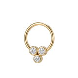 Tri Bezel - 14K Gold 3 Stone Fixed Bead Ring