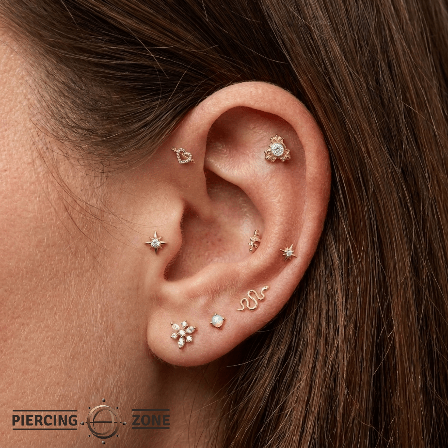 Triangle Elegance - 14K Gold Threadless/Threaded - piercing - zone.com