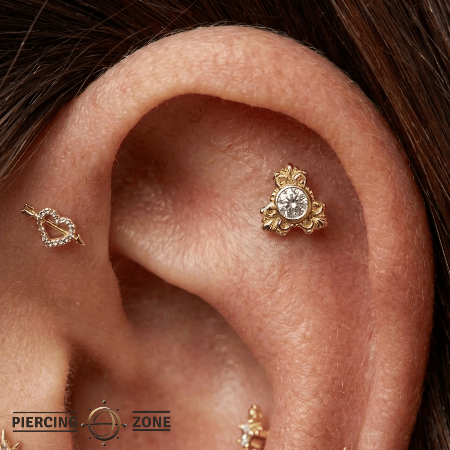 Triangle Elegance - 14K Gold Threadless/Threaded - piercing - zone.com