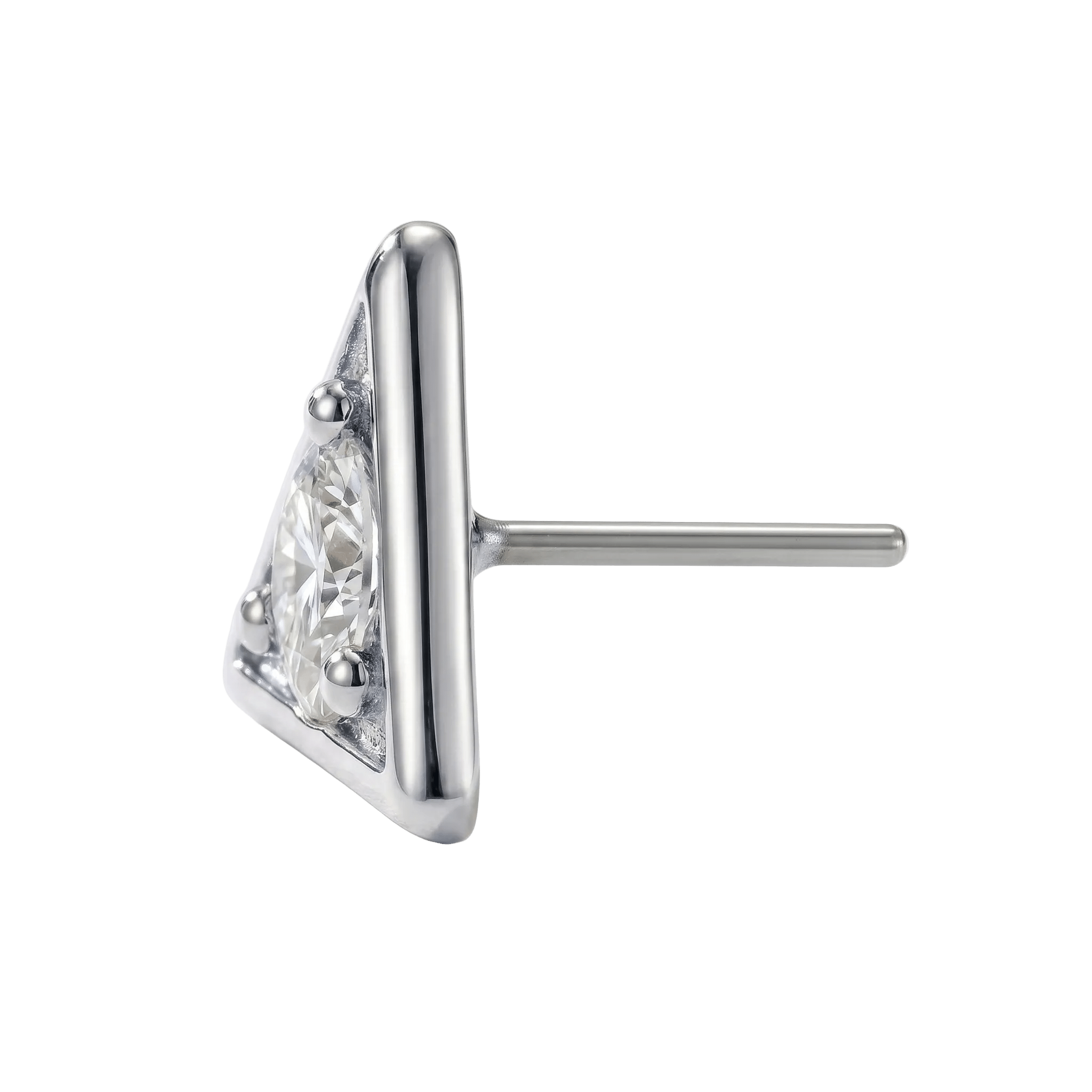 Triangle Frame - 14K Gold Stone Threadless/Threaded End - piercing - zone.com