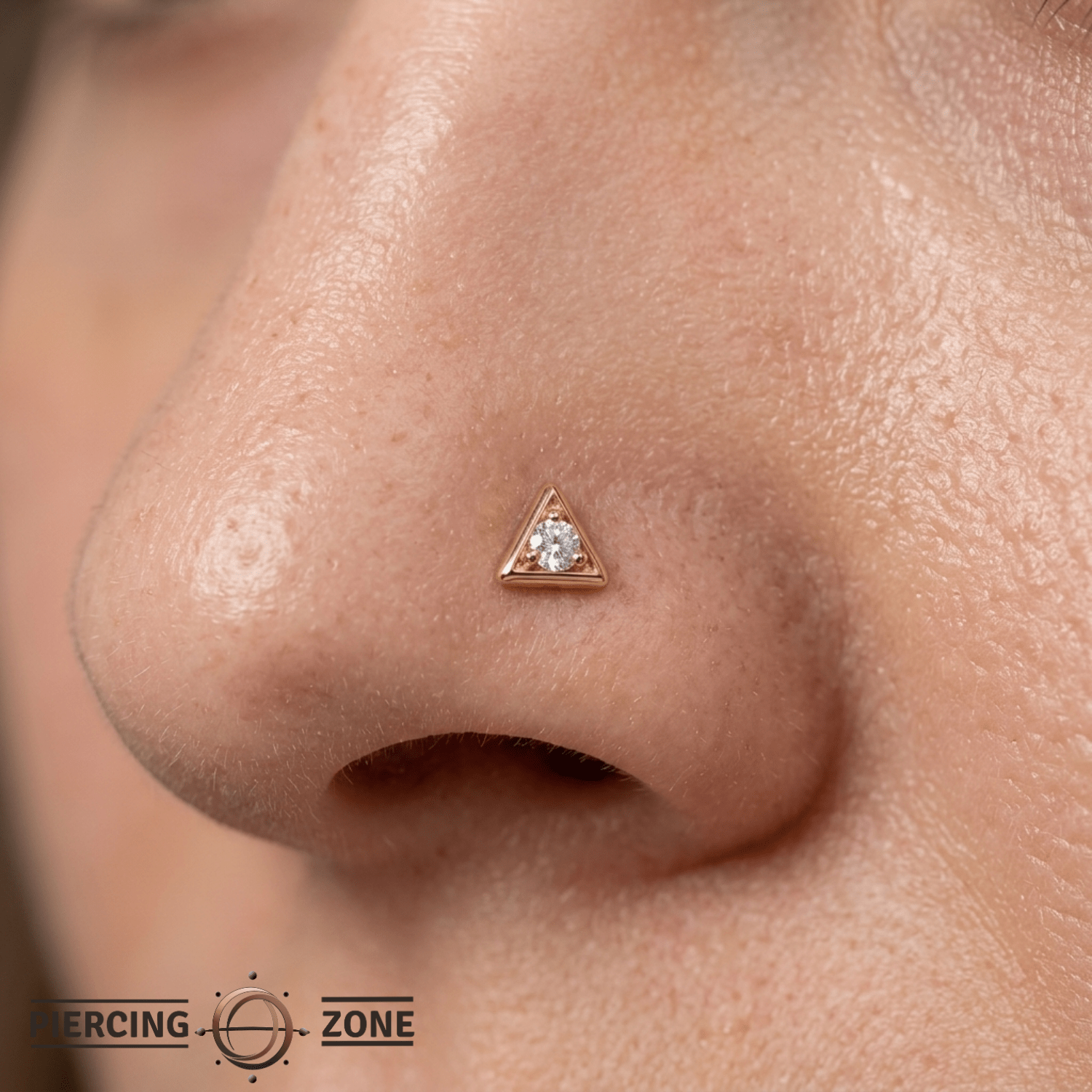 Triangle Frame - 14K Gold Stone Threadless/Threaded End - piercing - zone.com