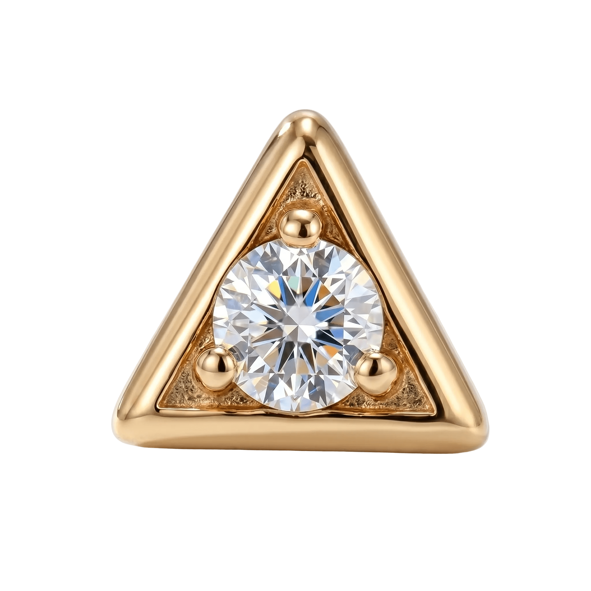 Triangle Frame - 14K Gold Stone Threadless/Threaded End - piercing - zone.com