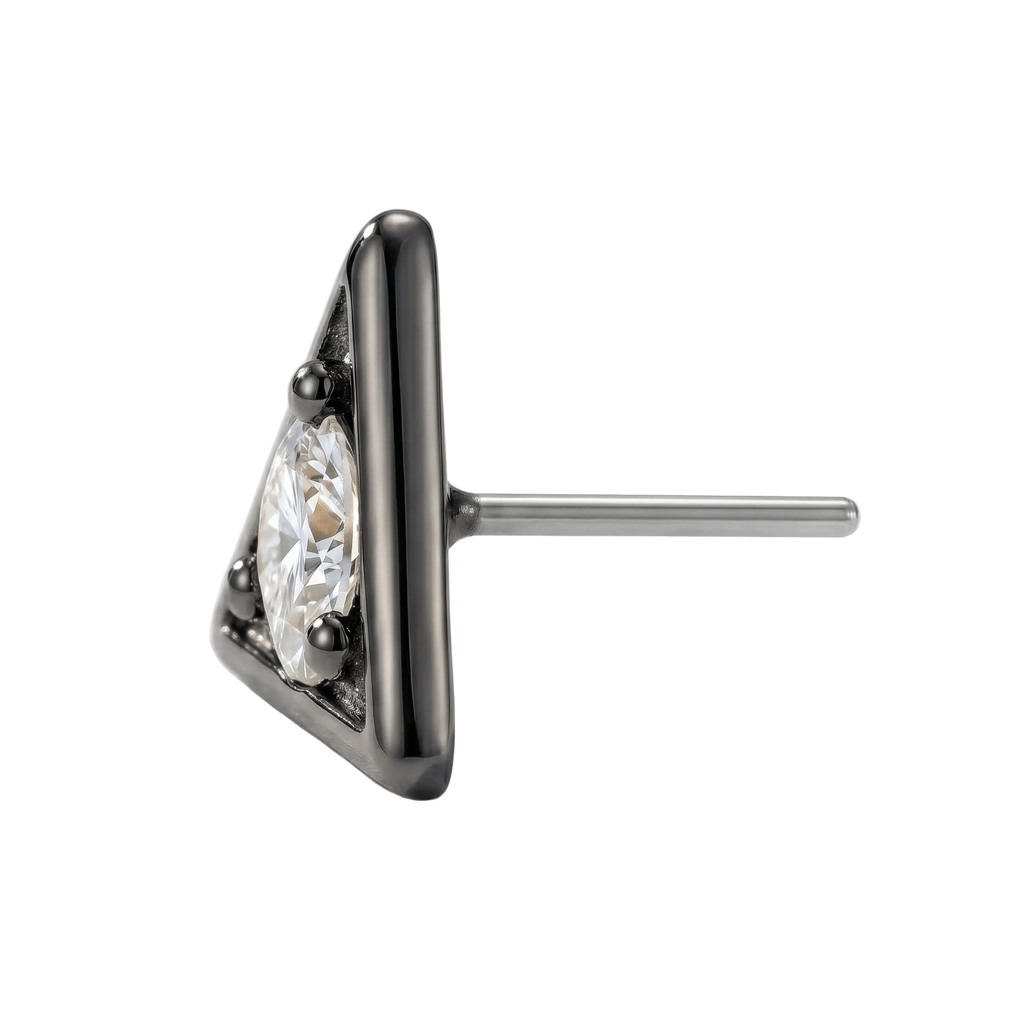 Triangle Frame - 14K Gold Stone Threadless/Threaded End - piercing - zone.com