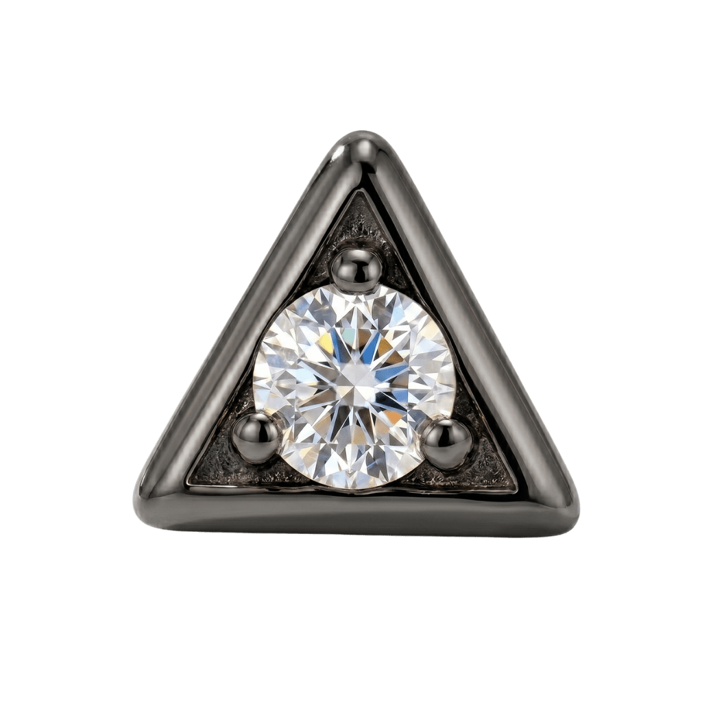 Triangle Frame - 14K Gold Stone Threadless/Threaded End - piercing - zone.com