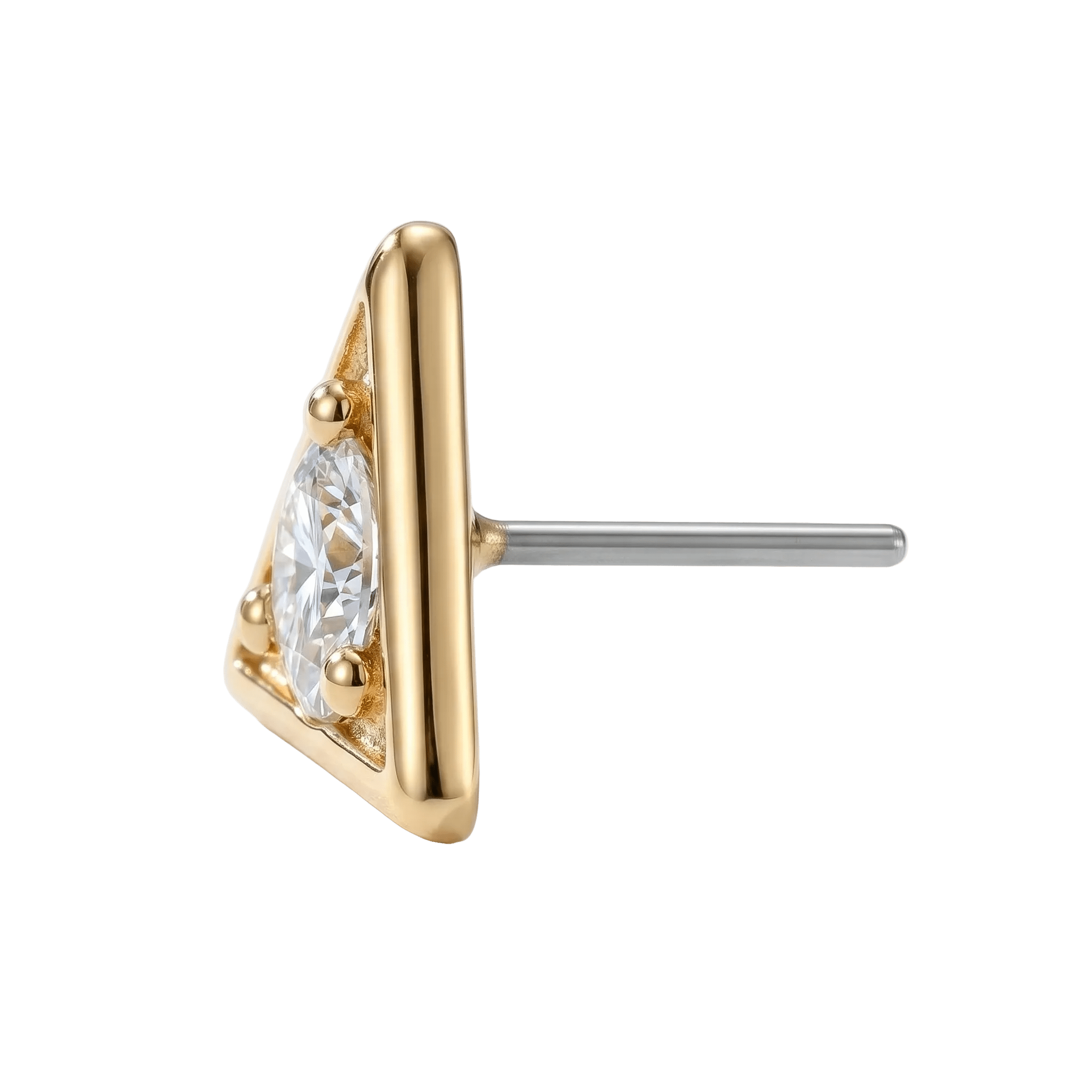 Triangle Frame - 14K Gold Stone Threadless/Threaded End - piercing - zone.com