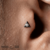Triangle Frame - 14K Gold Stone Threadless/Threaded End - piercing - zone.com
