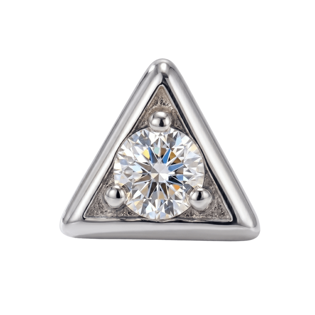 Triangle Frame - 14K Gold Stone Threadless/Threaded End - piercing - zone.com