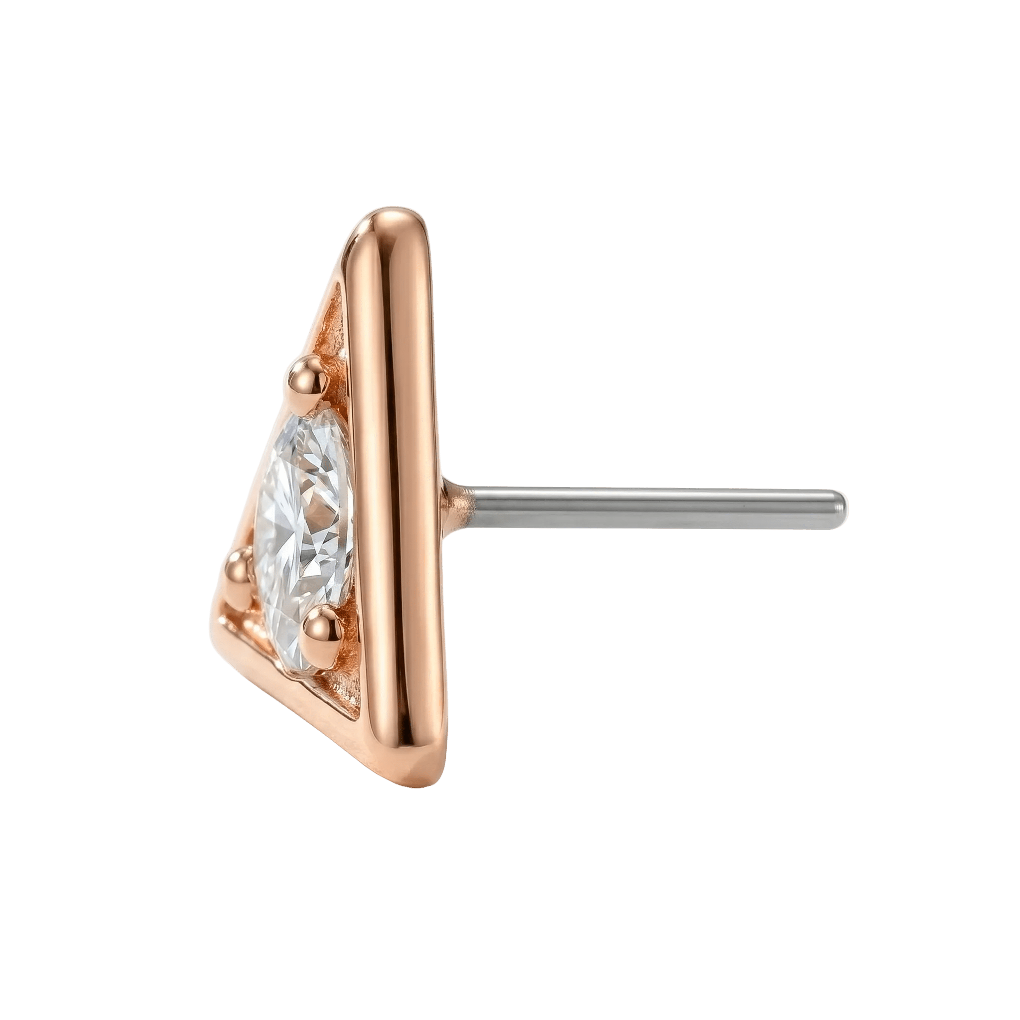 Triangle Frame - 14K Gold Stone Threadless/Threaded End - piercing - zone.com