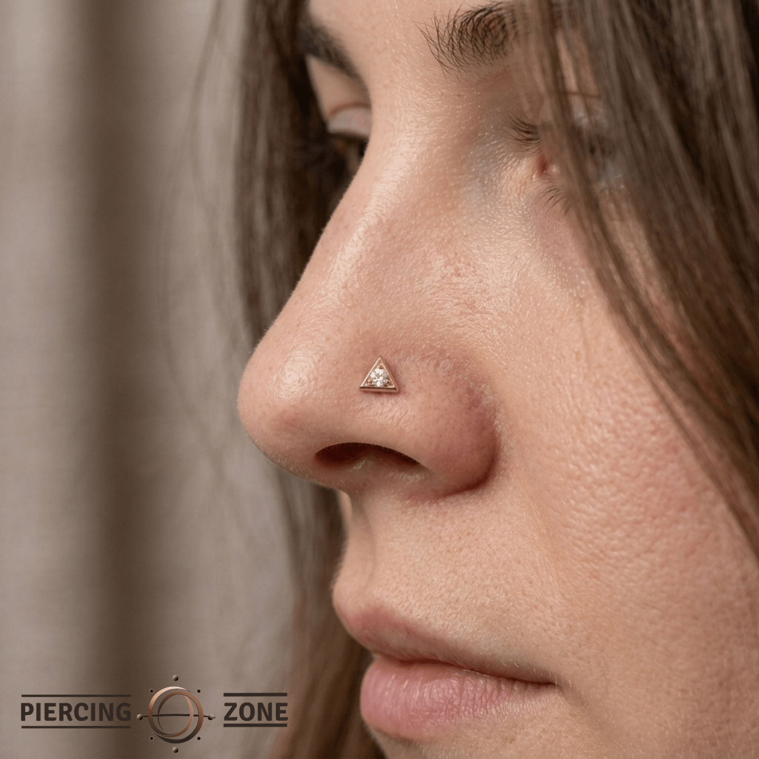 Triangle Frame - 14K Gold Stone Threadless/Threaded End - piercing - zone.com